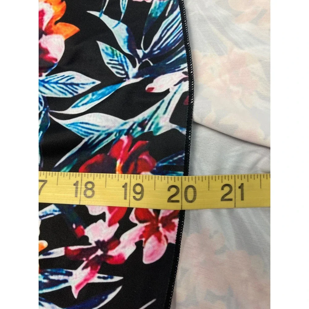 Rosegal Black Floral Halter Swim Dress Tunic Tummy Control Size 2XL US 18‎